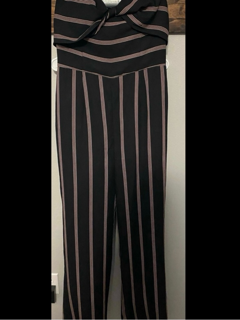 Striped Black & Pink Strapless Jumpsuit